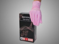 Перчатки нитриловые  н/опудр.Benovy  розовые р-р ХS - Производство и продажа расходных материалов для салонов красоты, парикмахерских и медицинских центров, Екатеринбург