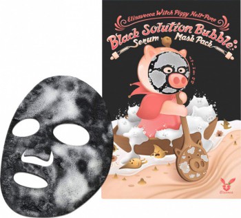 [Elizavecca] Пенящаяся Тканевая маска Witch Piggy Hell-Pore Black Solution Bubble Serum Mask Pack - Производство и продажа расходных материалов для салонов красоты, парикмахерских и медицинских центров, Екатеринбург